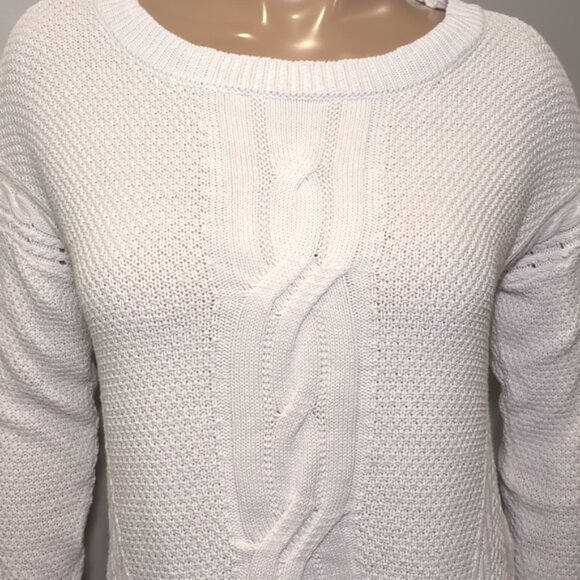 Tommy Hilfiger Cable Knit Sweater Cotton Slouchy Relaxed Fit Open Knit - Picture 3 of 11